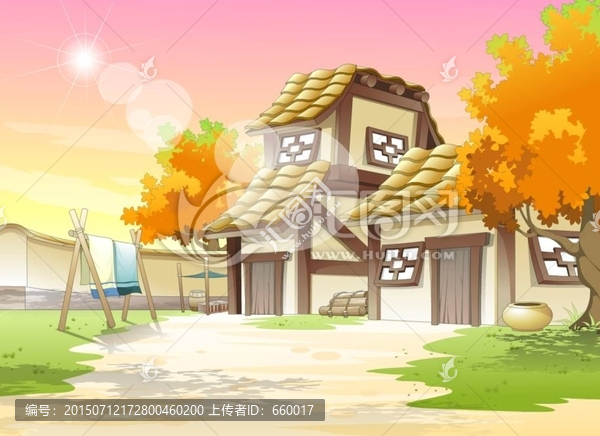 flash場(chǎng)景卡通素材黃昏