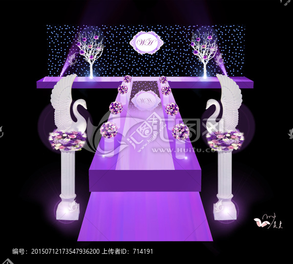 紫色粉色主題婚