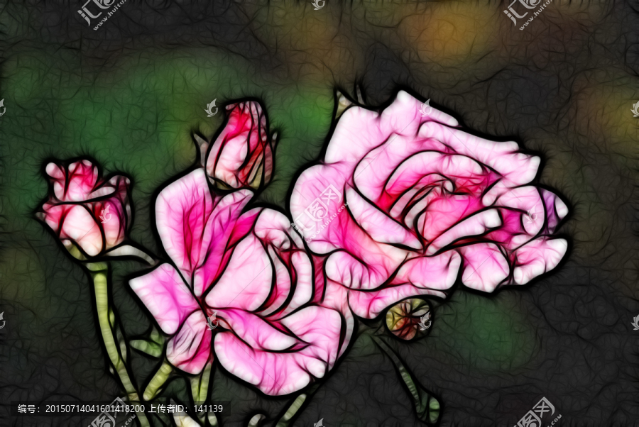 月季花抽象畫
