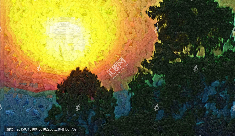 日落风景油画