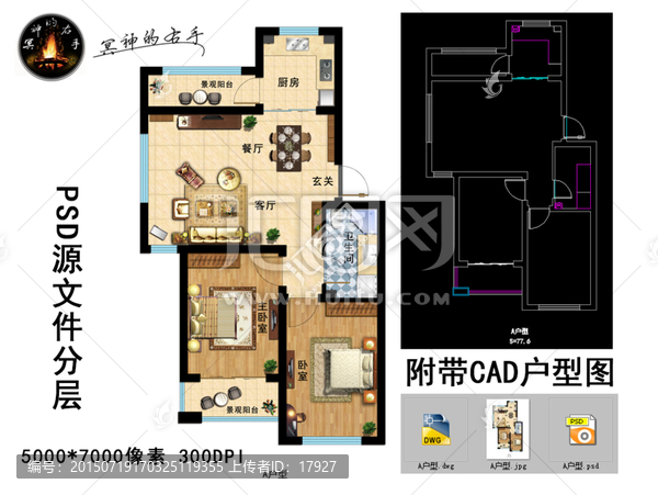 室内家装彩色平面图