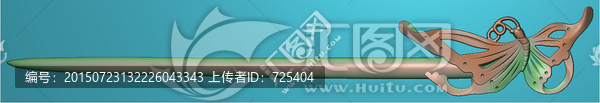 蝴蝶發(fā)簪精雕圖灰度圖浮雕刻圖