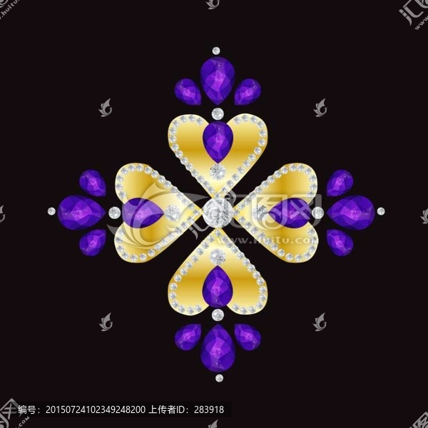 黃金紫水晶鉆石四葉花