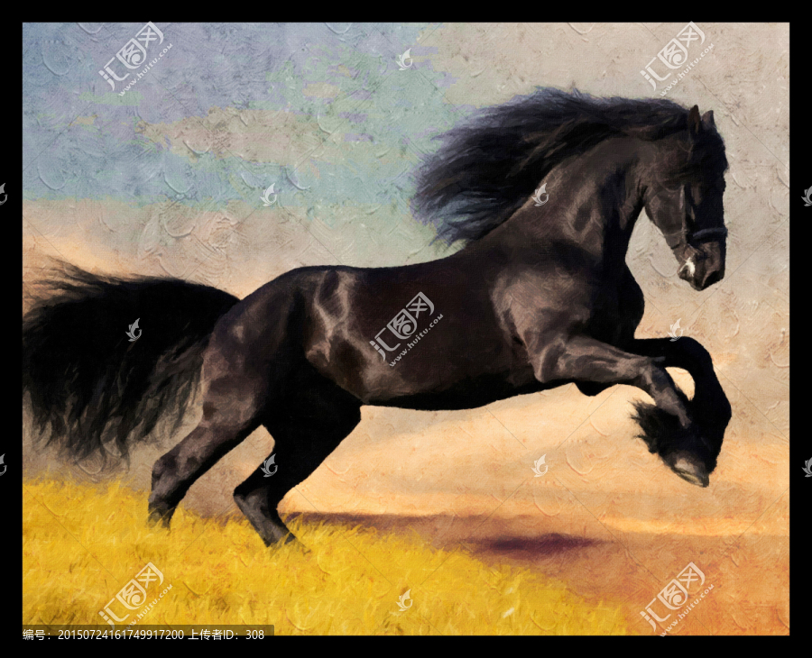 一馬當先馬到成功油畫