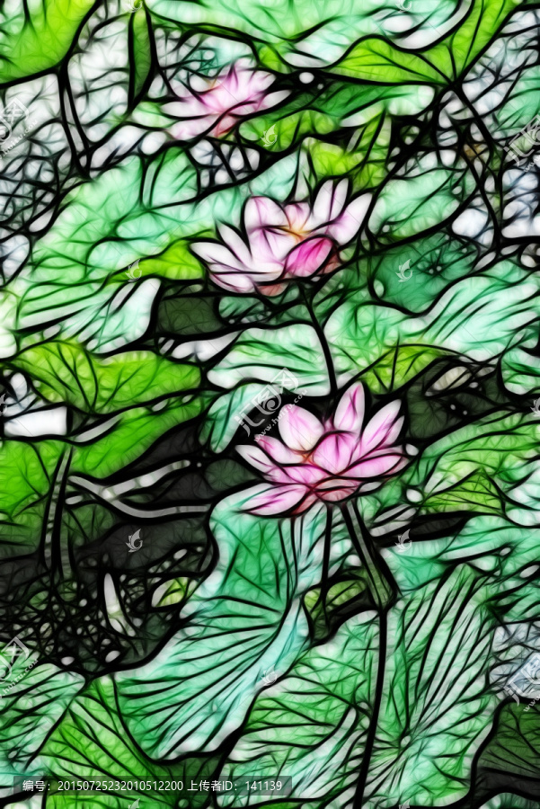 荷花抽象畫