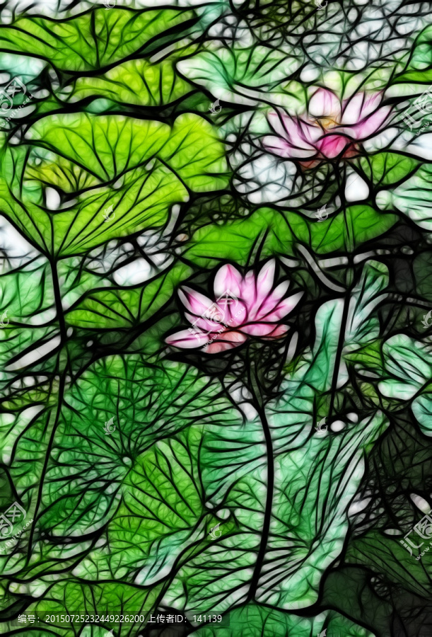 荷花抽象畫