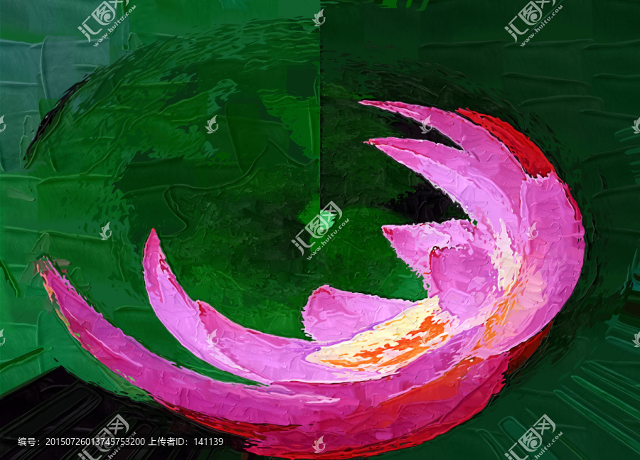 荷花抽象油畫(huà)