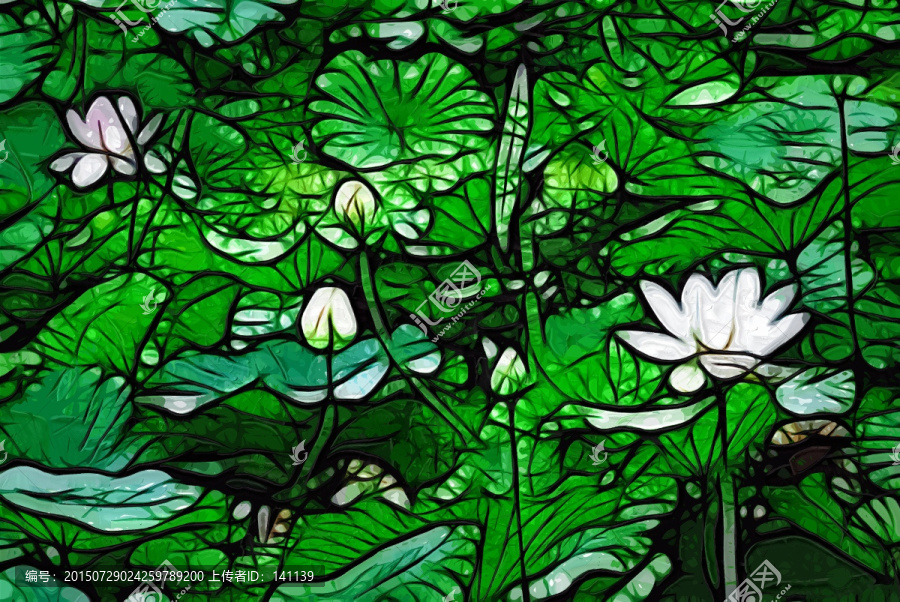 荷花抽象油畫(huà)