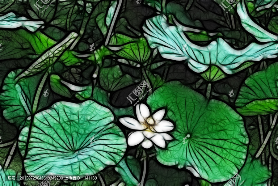 荷花抽象畫