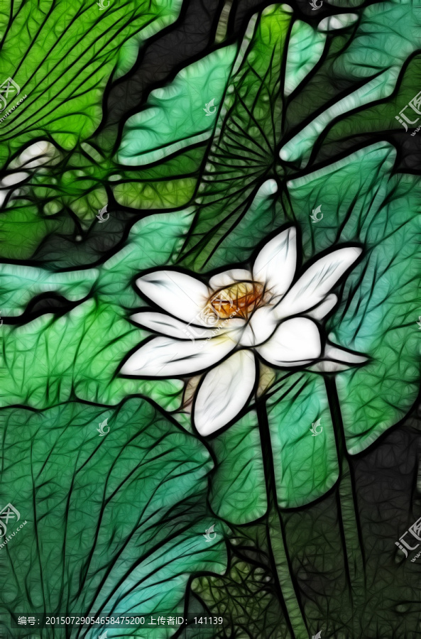 荷花抽象畫