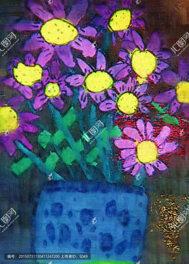 油畫,花盆
