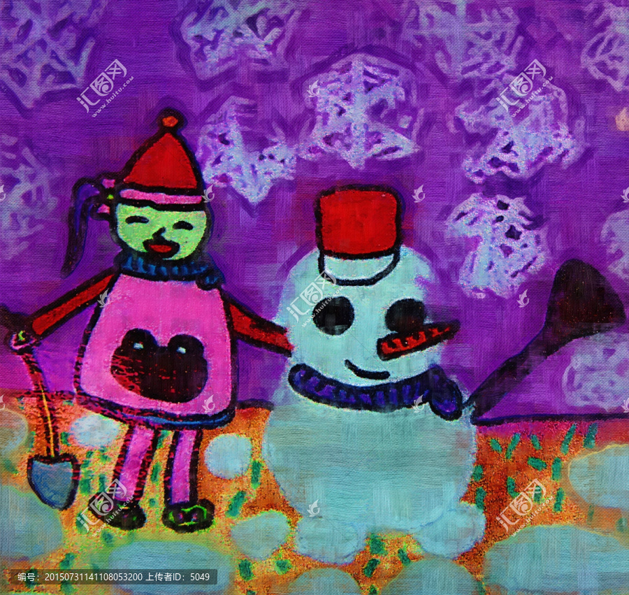 油畫,雪人