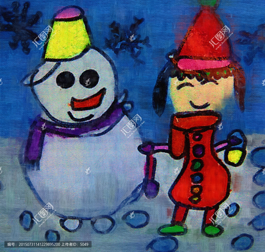 油畫,雪人