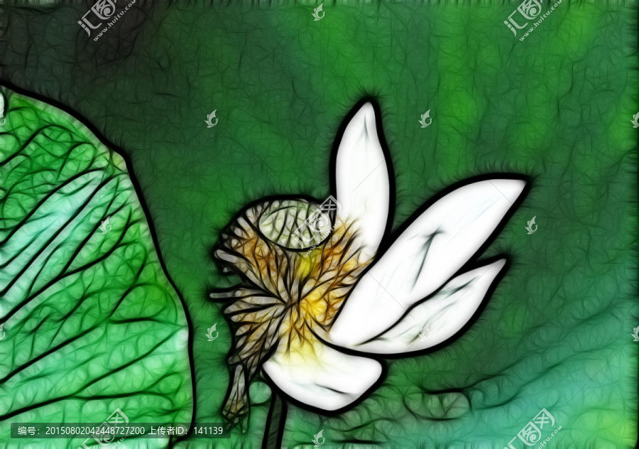 荷花抽象畫