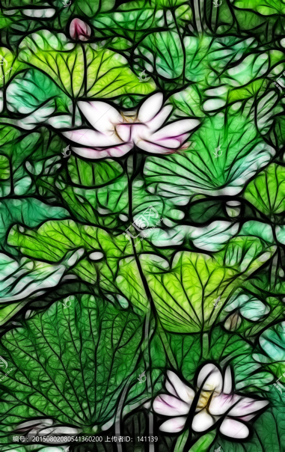 荷花抽象畫