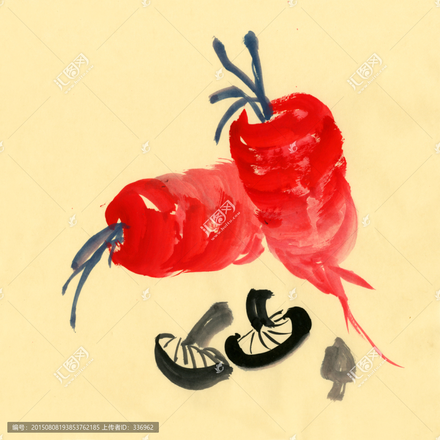 國畫蔬菜,國畫蘿卜