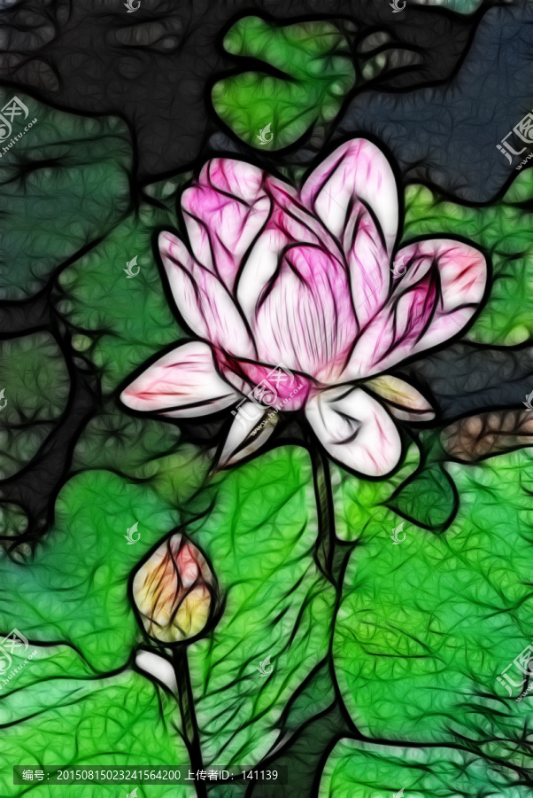 荷花抽象畫