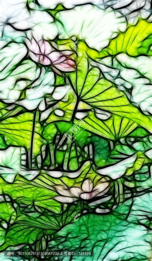荷花抽象畫