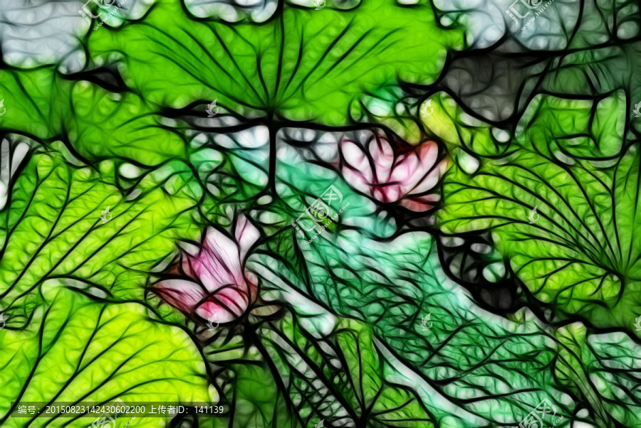 荷花抽象畫