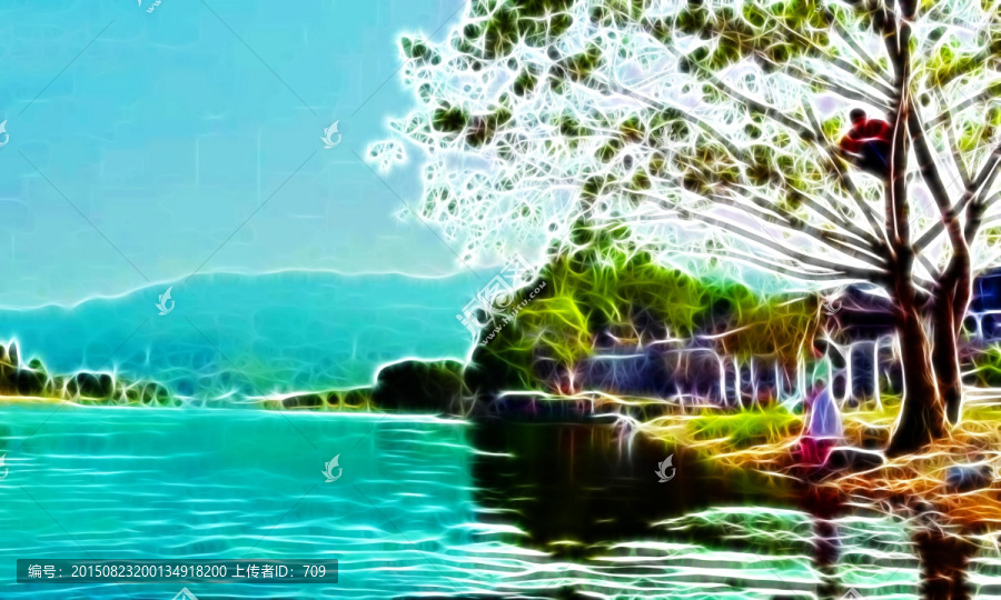 湖泊風景畫