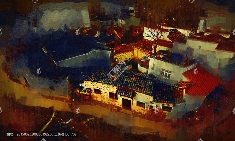 鄉(xiāng)村建筑裝飾畫