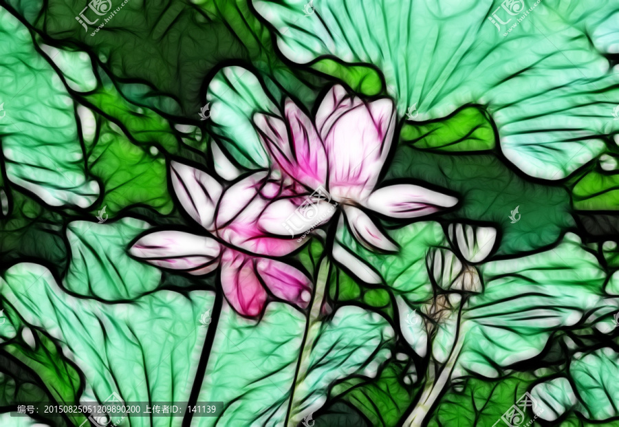 荷花抽象畫