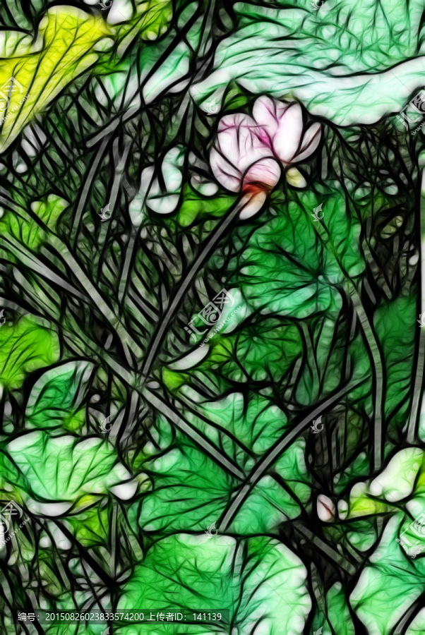 荷花抽象畫