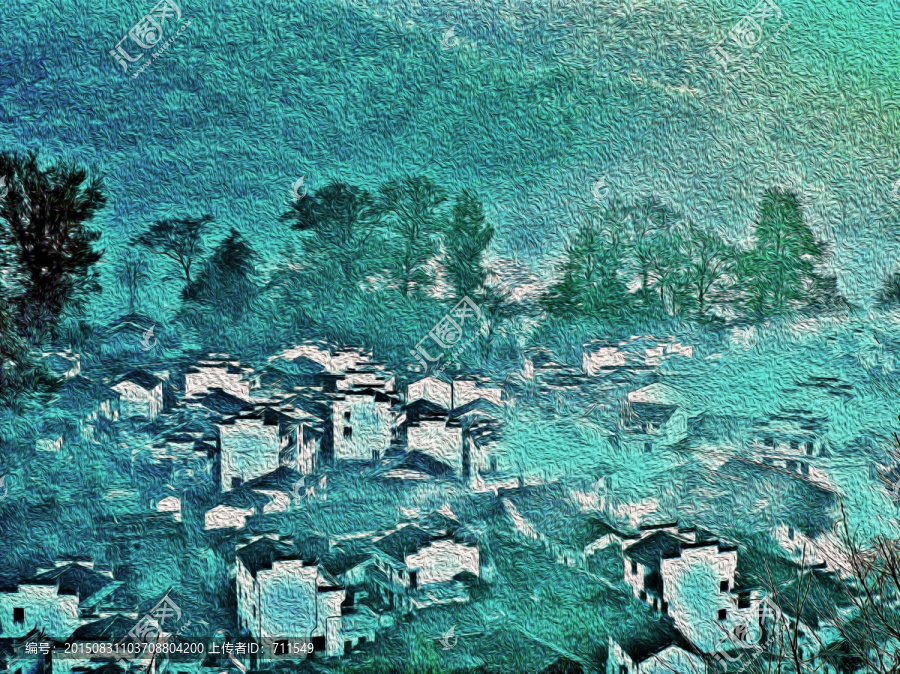 風(fēng)景裝飾畫,山村