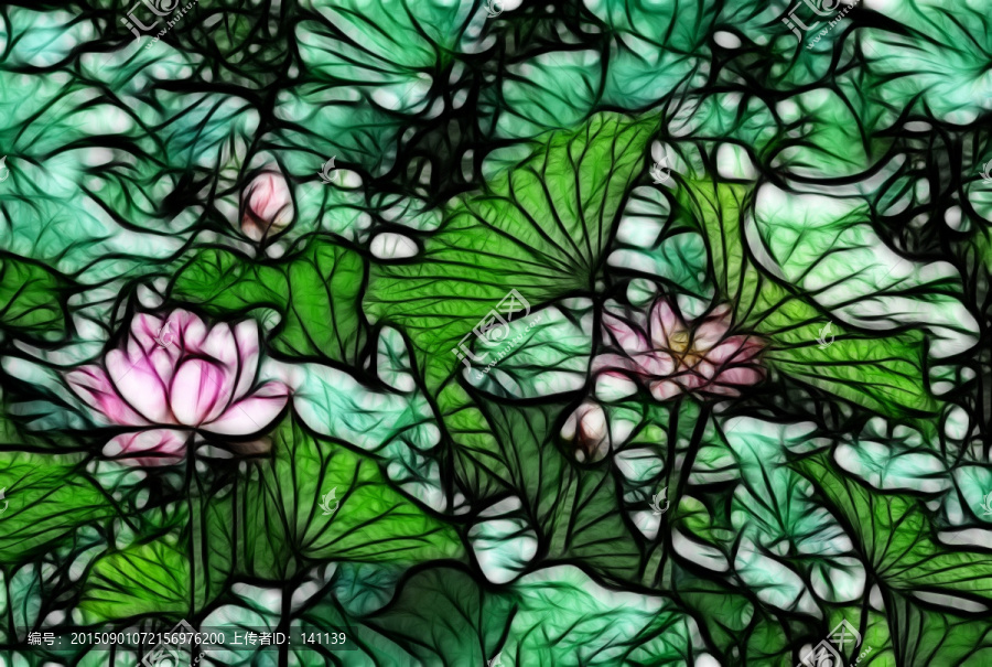 荷花抽象畫