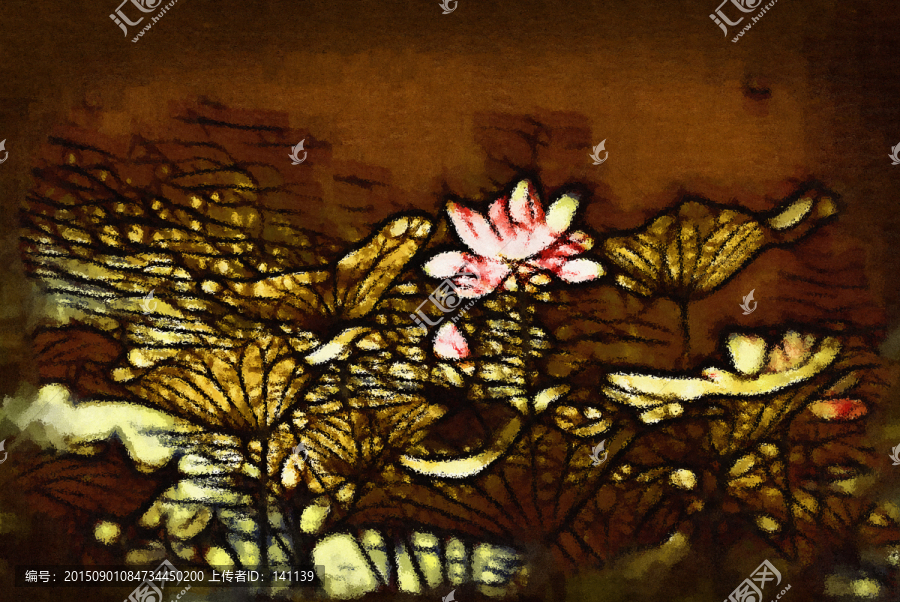 荷花抽象油畫(huà)