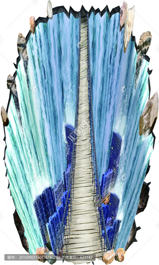 3D吊橋,瀑布