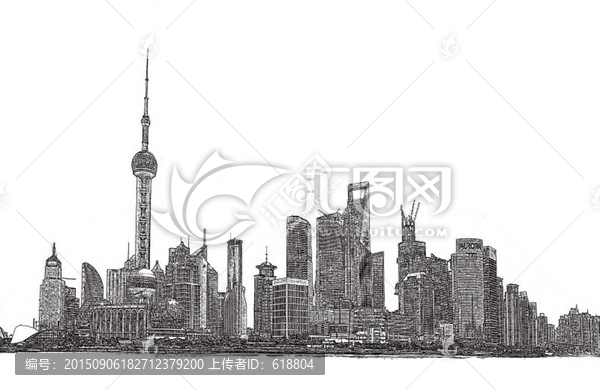上海外灘線稿