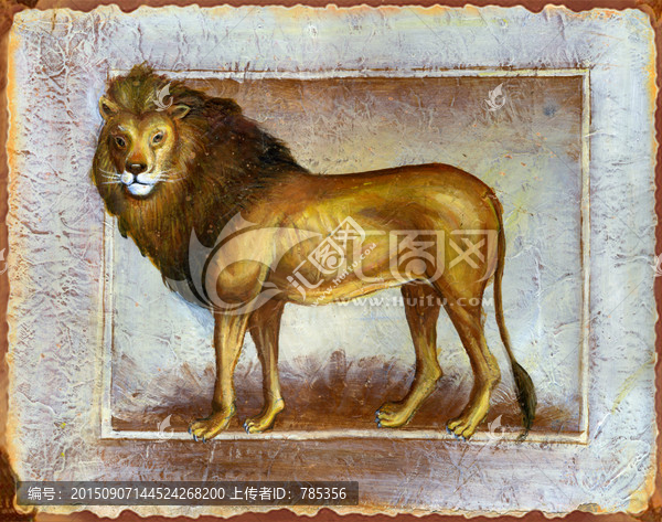 歐美復(fù)古動物裝飾畫,獅子