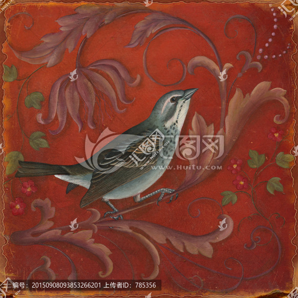 復(fù)古鳥類無框畫