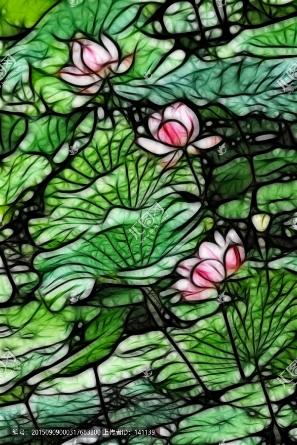 荷花抽象畫