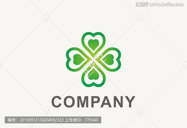 幸運(yùn)四葉草愛(ài)心logo