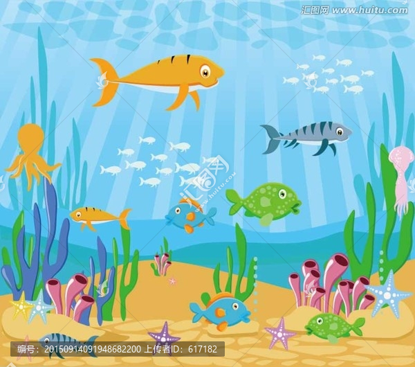 海底世界,海魚,幼兒卡通