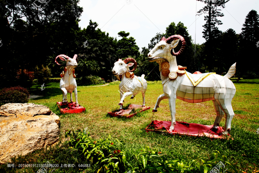 广州荔枝湾,公园,羊雕塑