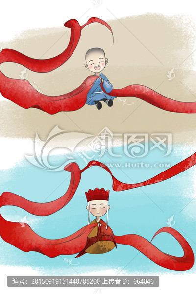 小和尚卡通人物插畫設(shè)計