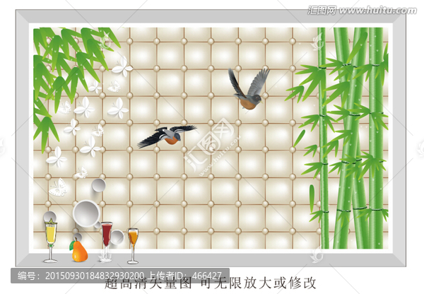 背景墻,竹子,飛鳥