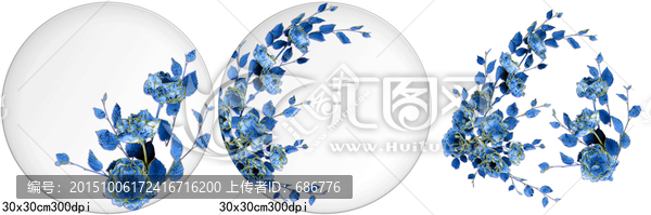 現(xiàn)代青花卉花紋陶瓷花片設(shè)計