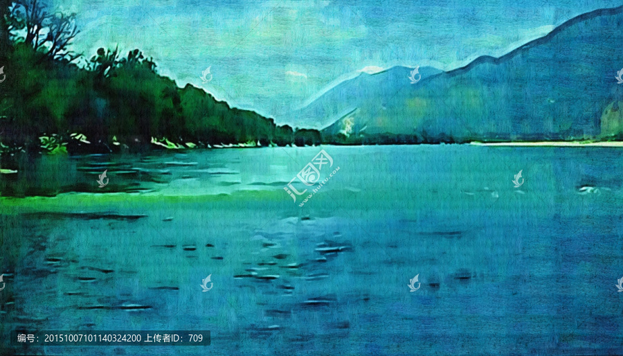 湖泊風(fēng)景油畫