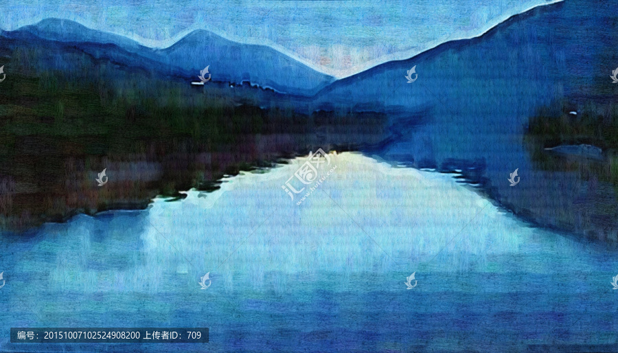 山坡湖泊風(fēng)景