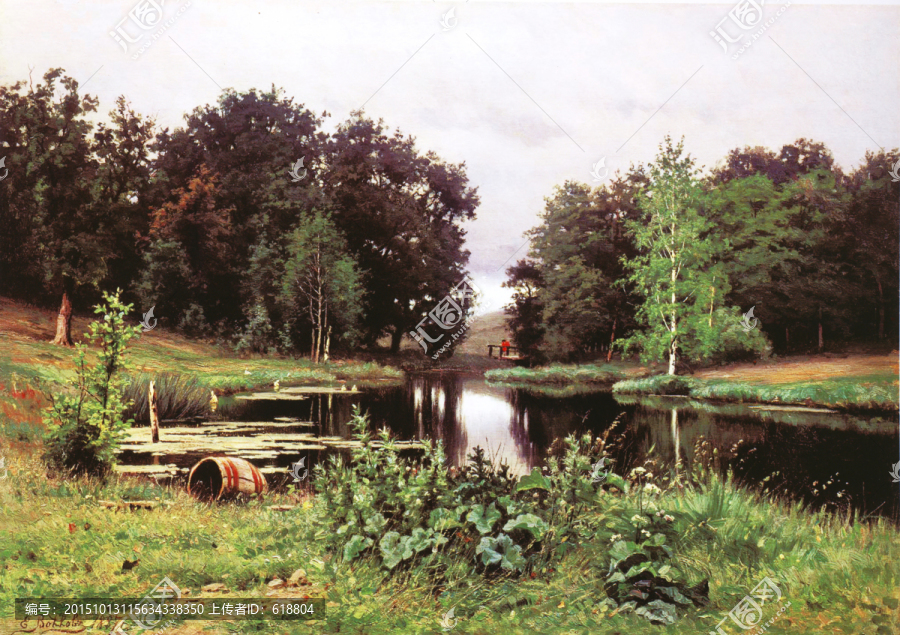 風(fēng)景油畫,池塘的風(fēng)景