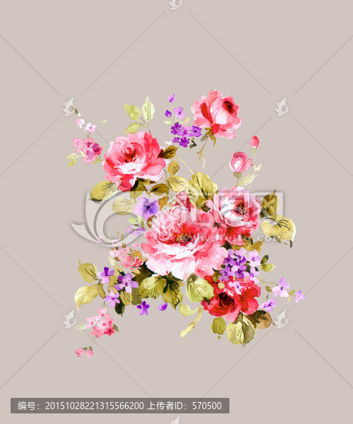 手繪,玫瑰,牡丹,花卉,印花
