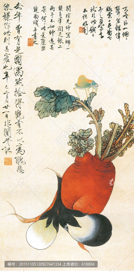花鳥國畫,菜蔬蟈蟈