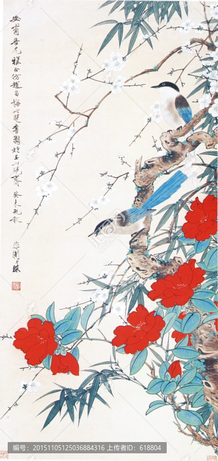 花鳥(niǎo)國(guó)畫(huà),梅竹雙喜