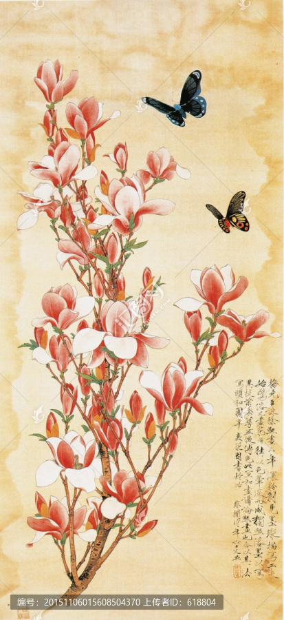 花鳥國畫,辛夷蝴蝶