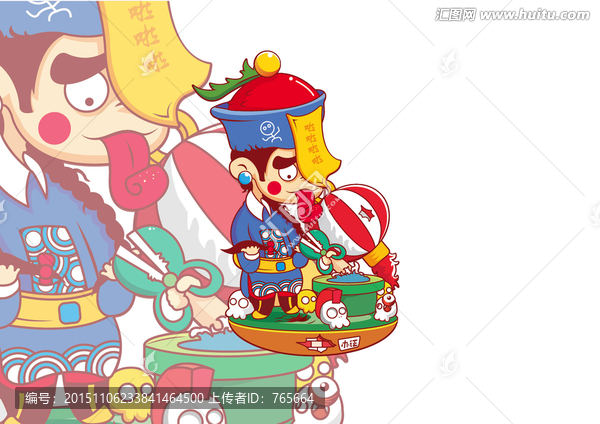 搞怪卡通小僵尸矢量插畫