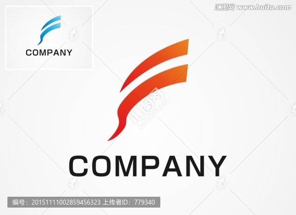矢量漸變紅色F字母logo出售